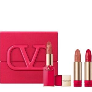 Valentino Lipstick Trio Set in Case Rosso Red Roman Grace Ode to Natural Nude